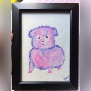 Hand painted Watercolor Rainbow Guinea pig